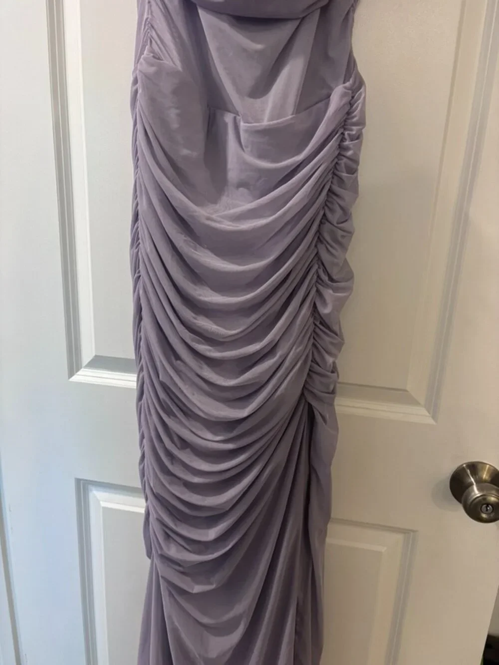 NWT Abercrombie & Fitch Mesh Asymmetrical Off The Shoulder Maxi Dress - Picture 7 of 11